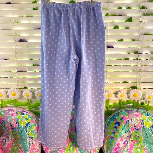 Periwinkle fleece pajamas with polka dot bottoms - Picture 8 of 11